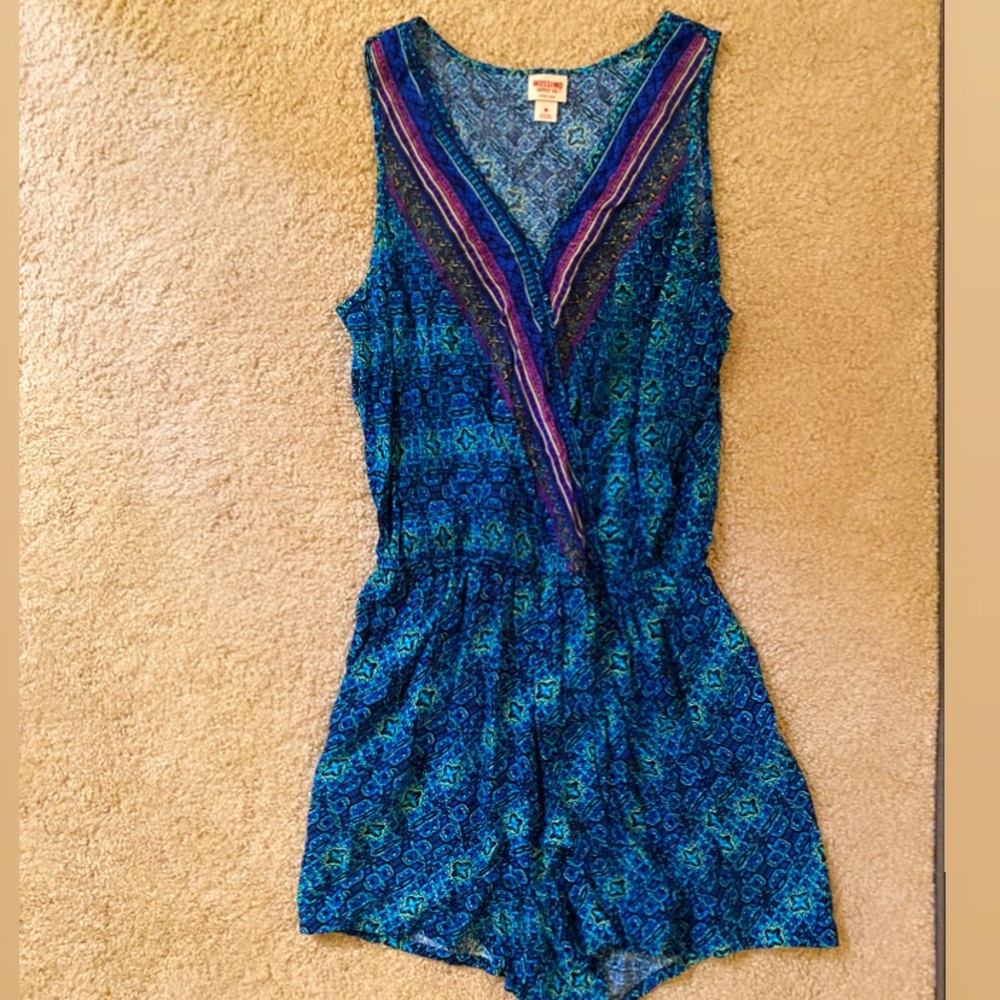 Blue Boho Romper | With Pockets!